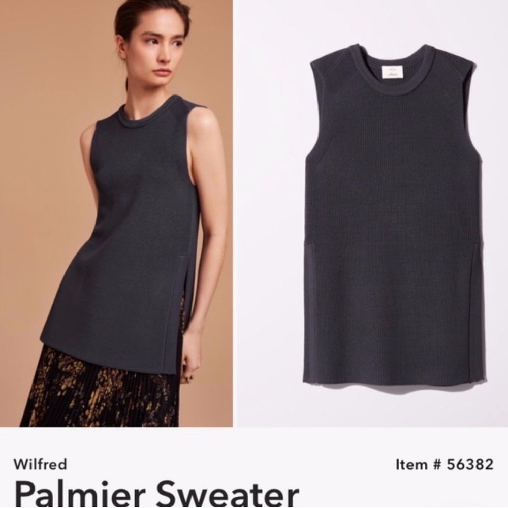 Aritzia Wilfred Palmier Knit Sleeveless Sweater Vest Black Size Small